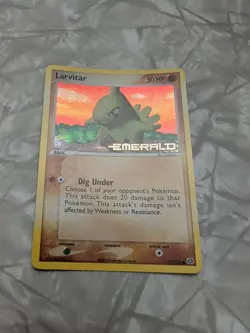 Larvitar 52/106 Reverse Holo Rare Stamped Pokemon Card EX Emerald - NM - Image 1