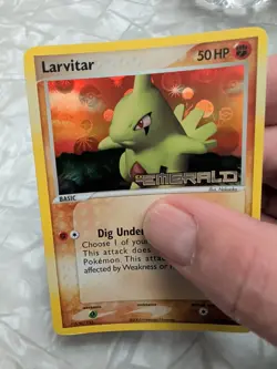 Larvitar 52/106 Reverse Holo Rare Stamped Pokemon Card EX Emerald - NM - Image 2
