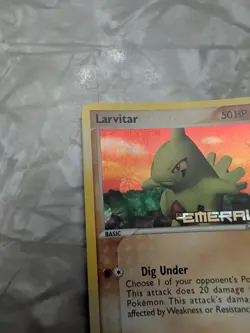 Larvitar 52/106 Reverse Holo Rare Stamped Pokemon Card EX Emerald - NM - Image 5