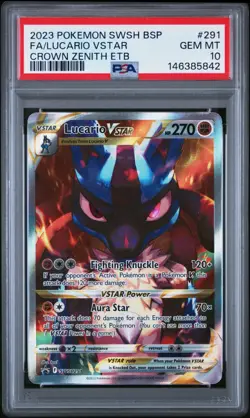 Pokemon TCG 2023 Crown Zenith ETB Promo Lucario VSTAR SWSH291 PSA 10 Gem Mint - Image 1