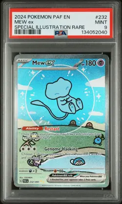 2024 POKEMON PAF EN-PALDEAN FATES SPECIAL ILLUSTRATION RARE #232 MEW EX PSA 9 - Image 1