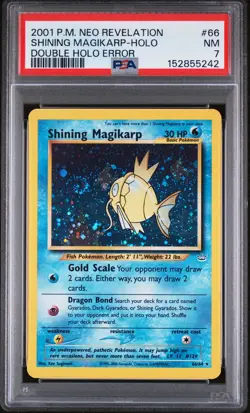 2001 POKEMON NEO REVELATION DOUBLE HOLO ERR #66 SHINING MAGIKARP-HOLO PSA 7 - Image 1