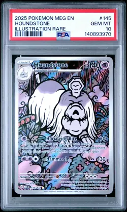 2025 POKEMON MEG EN-MEGA EVOLUTION ILLUSTRATION RARE #145 HOUNDSTONE PSA 10 - Image 1