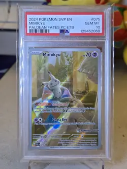 2024 Pokemon SVP EN Mimikyu Paldean Fates PC ETB #075 psa 10 - Image 4