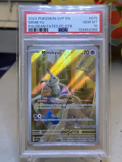 2024 Pokemon SVP EN Mimikyu Paldean Fates PC ETB #075 psa 10 - Image 5