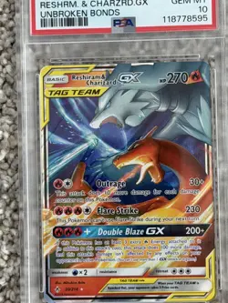 2019 Pokemon Unbroken Bonds Reshiram & Charizard GX Tag Team 20/214 PSA 10 - Image 1