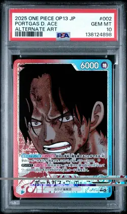 2025 One Piece PORTGAS D. ACE OP13-002 Carrying On His Will Alt Art JPN PSA 10 - Image 1