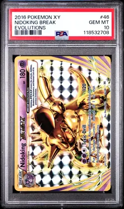 PSA 10 GEM MINT Nidoking BREAK 46/108 XY Evolutions Full Art Holo Pokemon Card - Image 1