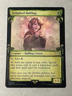 MTG Delighted Halfling (Showcase Scrolls) Uni Beyond the Lord of the Rings Foil - Image 1