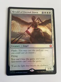 Herald of Eterna 0017 Dawn Foundations Foil Magic The Gathering MTG Mythic Angel - Image 1