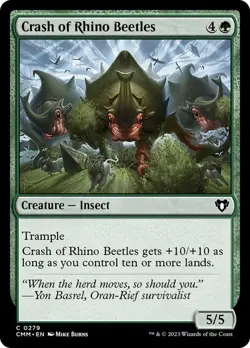 Crash of Rhino Beetles 279 CMM MTG Foil Green Insect Trample 2023 Mike Burns - Image 1