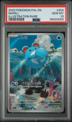 PSA 10 - 2023 Pokemon TCG PAL-EN Paldea Evolved Marill #204 Illustration Rare - Image 1