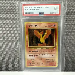 Moltres No. 146 Holo PSA 9 Fossil Japanese SWIRL Pokemon Card TCG - Image 1
