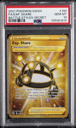 2021 POKEMON SWORD & SHIELD BATTLE STYLES SECRET #180 FULL ART/EXP. SHARE PSA 10 - Image 1