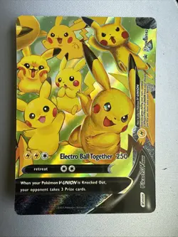 2021 Pokemon PIKACHU V-UNION Black Star Promo FULL ART HOLO Foil Card SWSH142 NM - Image 1
