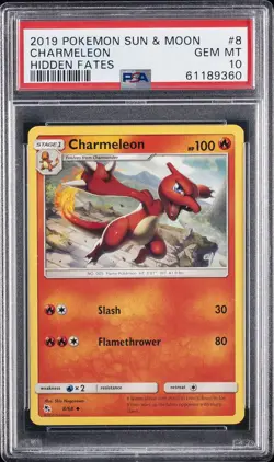 2019 POKEMON SUN & MOON HIDDEN FATES #8 CHARMELEON PSA 10 - Image 1