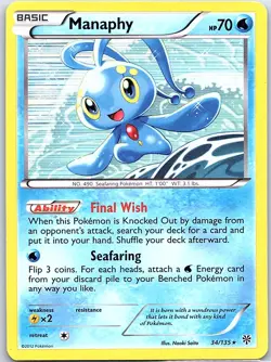 Manaphy 34/135 Holo Plasma Storm - Pokemon Card - NM - Image 1