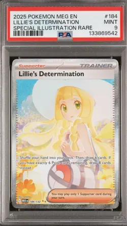 2025 POKEMON MEG SPECIAL ILLUSTRATION RARE #184 LILLIE'S DETERMINATION PSA 9 - Image 1