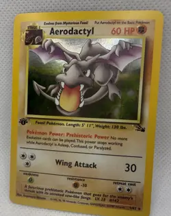 INCOMPLETE HOLO Aerodactyl 1st Edition Fossil Holo Pokemon ERROR Card combo - Image 1