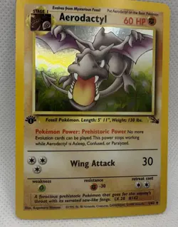 INCOMPLETE HOLO Aerodactyl 1st Edition Fossil Holo Pokemon ERROR Card combo - Image 5