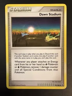 Dawn Stadium 79/100 Trainer MP Featuring Leafeon Glaceon Pokemon TCG - Image 1