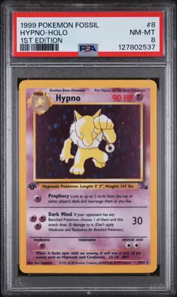 Pokemon TCG Hypno 8/62 1st Edition Holo Rare PSA 8 - Image 1