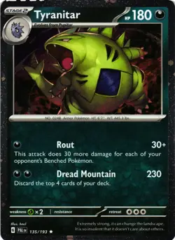 TYRANITAR 135/193 (COSMOS HOLO) PALDEA EVOLVED POKEMON NM - Image 1
