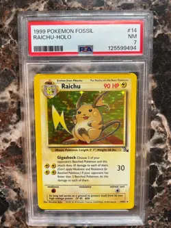 Raichu 14/62 Fossil Holo PSA 7 Pokemon - Image 1