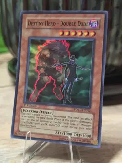 1st Edition Holo ☄ YuGiOh DESTINY HERO DOUBLE DUDE Super Rare * POTD-EN012 * NM - Image 1