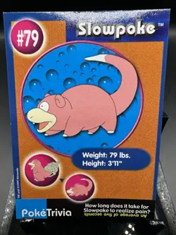 1999 Pokemon The First Movie PokeTrivia Pokemon Card Slowpoke #79 VINTAGE MP - Image 2