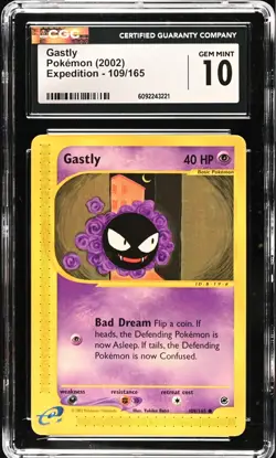 CGC 10 GEM MINT Gastly 109/165 Expedition Base Set Vintage WOTC 2002 Pokemon - Image 1