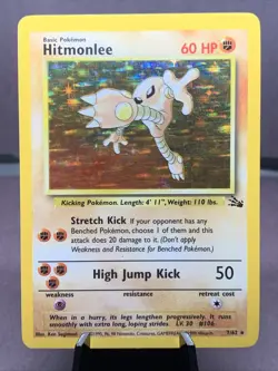 Pokemon TCG Hitmonlee 7/62 Fossil Unlimited Holo Rare WOTC Vintage 1999 - Image 1