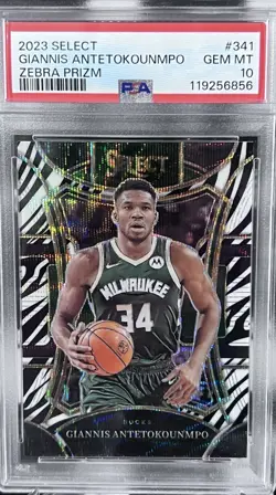 2023 Select Giannis Antetokounmpo Zebra Prizm SSP PSA 10 CASE HIT RARE LEGEND - Image 1