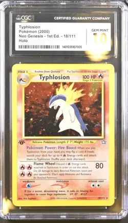 CGC 10 TYPHLOSION 1ST EDITION NEO GENESIS 18 HOLO POKEMON 2000 GEM MINT - Image 1