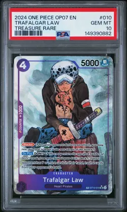2024 ONE PIECE OP07-500 YEARS IN THE FUTURE TREASURE RARE TRAFALGAR LAW PSA 10 - Image 1