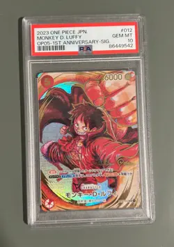 2023 One Piece 1st Anniversary OP05 Oda Signature Monkey D Luffy Japanese PSA 10 - Image 1