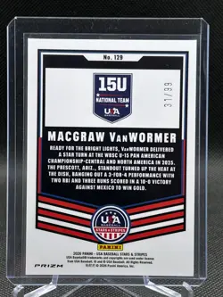 Macgraw Van Wormer 2026 Panini USA Stars & Stripes Prizm PURPLE Disco 31/99 #129 - Image 2