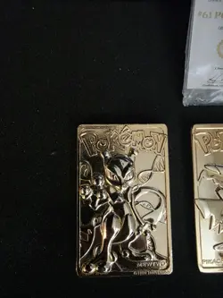 23k gold pokemon cards Pikachu Charizard Mewtwo And A COA for Polywirl - Image 2