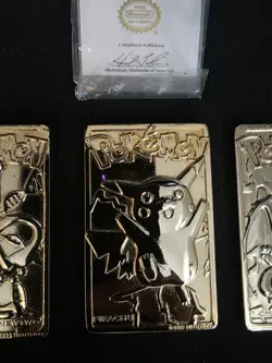 23k gold pokemon cards Pikachu Charizard Mewtwo And A COA for Polywirl - Image 3