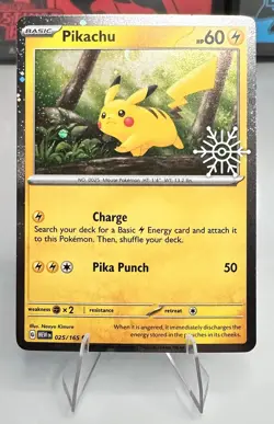 Pokemon TCG Pikachu 25/165 Snowflake Stamp Promo 2025 Holiday Advent Calendar NM - Image 1