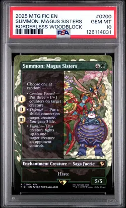 2025 MTG FINAL FANTASY COMMANDER #0200 SUMMON: MAGUS SISTERS PSA 10 - Image 1