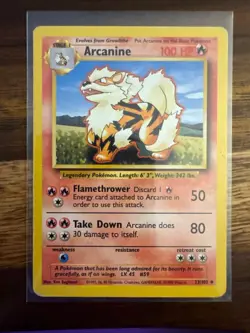 Arcanine 23/102 Uncommon Base Set Unlimited Pokemon Moderately Played - Image 1