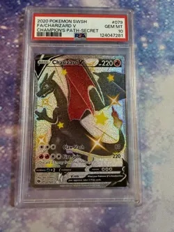 PSA 10 Charizard V #79 Champion's Path Secret Rare Pokemon - Image 1