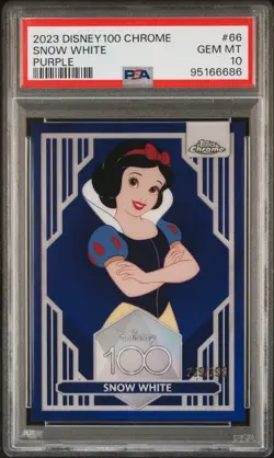*PSA 10 OMEGA 299/299* 2023 Topps Chrome Disney 100 Snow White PURPLE Refractor - Image 1