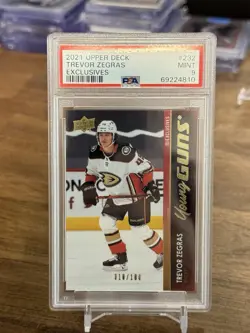 💥 2021 UPPER DECK YOUNG GUNS EXCLUSIVES TREVOR ZEGRAS /100 PSA 9 ANAHEIM DUCKS - Image 1
