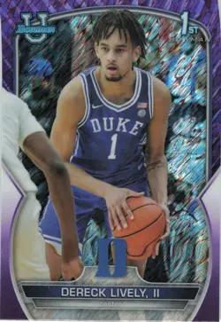 2023 TOPPS BOWMAN UNIVERSITY - DERECK LIVELY II PURPLE SHIMMER #100 - Image 1