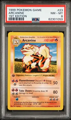 1999 POKEMON GAME 1ST ED #23 ARCANINE PSA 8 - Image 1