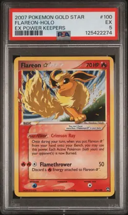 2007 POKEMON EX POWER KEEPERS GOLD STAR #100 FLAREON-HOLO PSA 5 - Image 1
