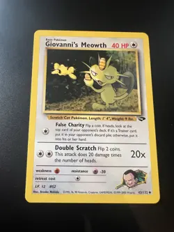 Giovanni’s Meowth 43/132 Gym Challenge Unlimited 2000 Pokemon Card Uncommon LP - Image 1