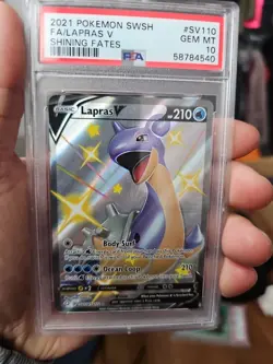 2021 POKEMON SWORD & SHIELD SHINING FATES #SV110 FULL ART/LAPRAS V PSA 10 - Image 1